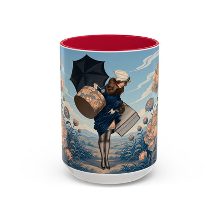 ☔🌸 The Grand Floral Journey Colorful Mug – Art Deco Travel Elegance