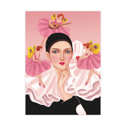 Pierrot & Fairies Dressed in Pink by Sofia Chiostri Postcard Bundles (envelopes included)