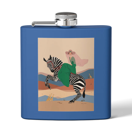 Zebra Rider Stainless Steel Flask – Safari Chic & Art Deco Adventure