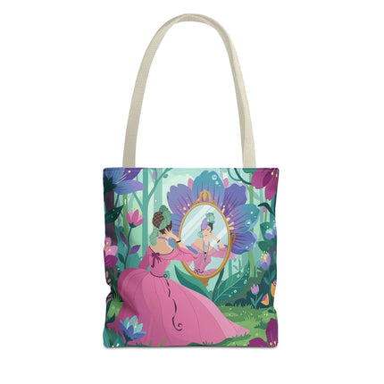 🌸🪞 The Lady Of The Enchanted Garden Mirror Tote Bag – Art Deco Floral Fantasy