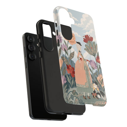 🌹🐈 The Lady And Puss In Boots Phone Case – Art Deco Floral Whimsy