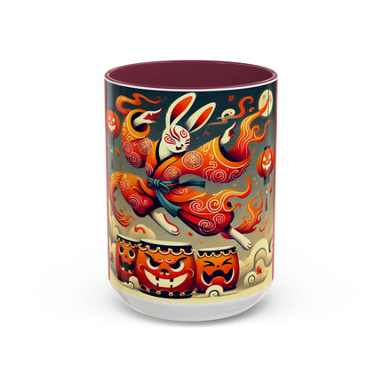 Jack-O’-Lantern Drums & The Kabuki Rabbit Colorful Mugs (11oz, 15oz)