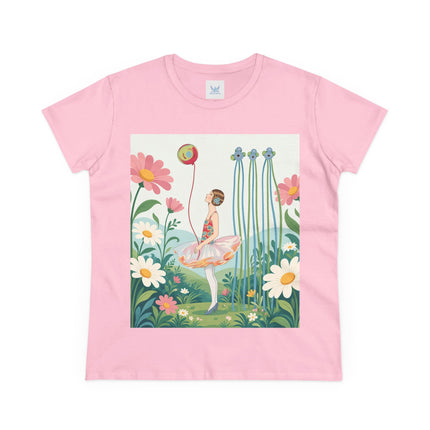 🌼🎈 The Garden Balloon Dancer Cotton Tee – Art Deco Floral Whimsy