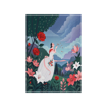 🌹💌 The Lady Of The Whispering Roses Acrylic Art Block – Art Deco Garden Romance