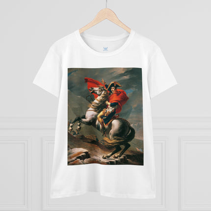 Napoleon Crossing the Alps by Jacques-Louis David Women's Midweight Cotton Tee
