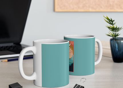 Seaside Serenity: A Glamorous Journey of Pearls and Sailboats Ceramic Mug 11oz