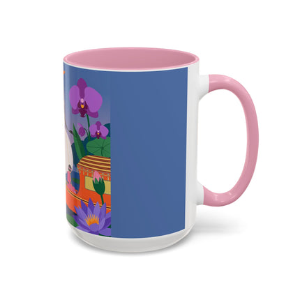 The Lady Of The Lotus Voyage Colorful Mugs – Art Deco Botanical Elegance