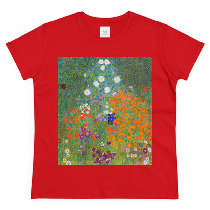 Cottage Garden by Gustav Klimt Women's Midweight Cotton Tee