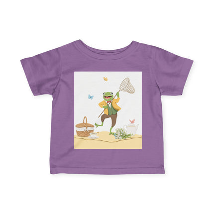 🐸🦋 The Little Butterfly Chasing Frog Infant Fine Jersey Tee – Whimsical Woodland Charm