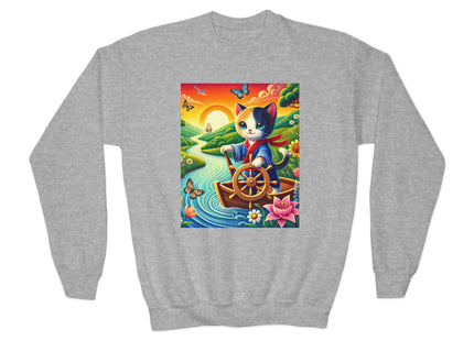 Sailor Kitten’s River Adventure Youth Crewneck Sweatshirt
