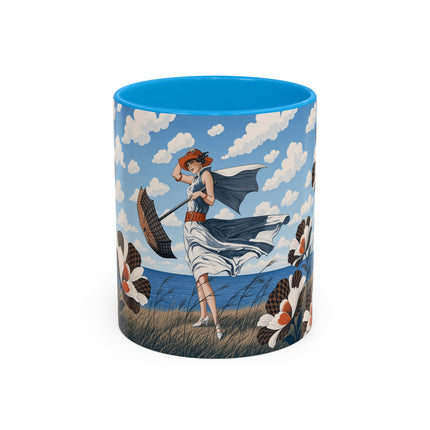 🌊🌼 The Windswept Seaside Promenade Colorful Mug – Art Deco Coastal Elegance