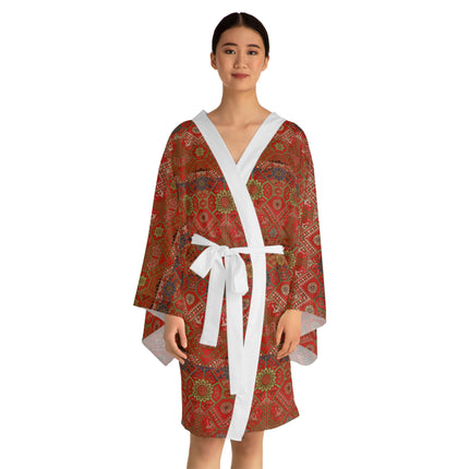 Japanese Fan Pattern by G.A. Audsley Long Sleeve Kimono Robe (AOP)