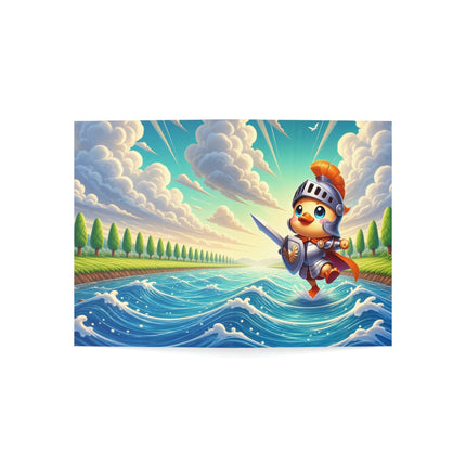 🦆⚔️ The Little Duck Knight’s River Quest Greeting Card – Whimsical Animal Adventure
