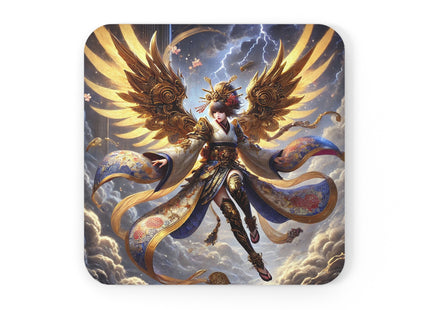 Valkyrie Descending Through Storm Cork Back Coaster