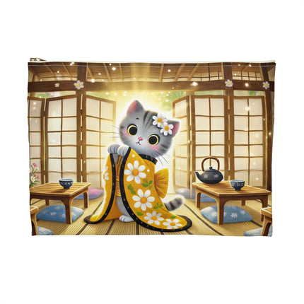 Playful Kitten in the Tea Room Accessory Pouch – Curious Charm & Cozy Whimsy