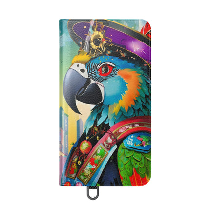 🦜⚡ Tech Plumes Flip Case – Neon Feathers & Futuristic Brilliance