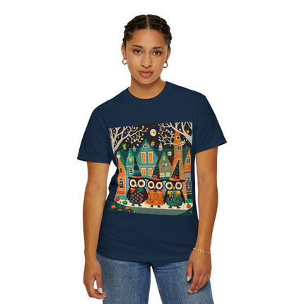 Night of the Trick-or-Treating Owlets Unisex Garment-Dyed T-shirt