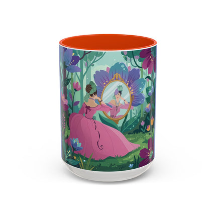 The Lady Of The Enchanted Mirror Colorful Mugs – Art Deco Botanical Elegance