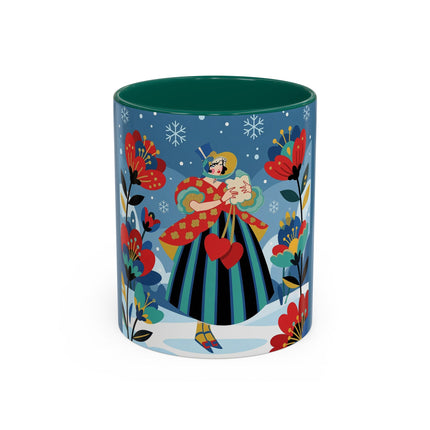 ❤️❄️ The Winter Heart Messenger Colorful Mug – Art Deco Snow Garden Fantasy