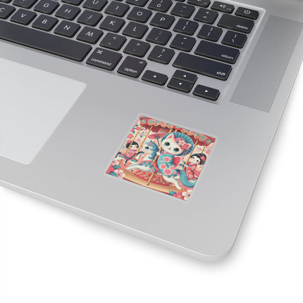 Geisha Kitten's Enchanted Carousel Ride Kiss-Cut Stickers (4 Sizes)