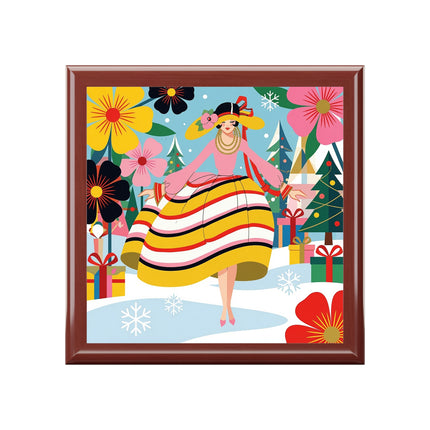 🌼🎄 The Christmas Blossom Belle Jewelry Box – Colorful Art Deco Holiday Fantasy