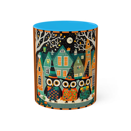 Night of the Trick-or-Treating Owlets Colorful Mugs, 11oz