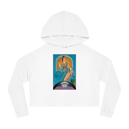March & Aquamarine (Gem Series) by Sofia Chiostri Women’s Cropped Hooded Sweatshirt