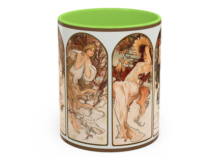 The Seasons by Alphonse Maria Mucha Colorful Mugs (11oz, 15oz)