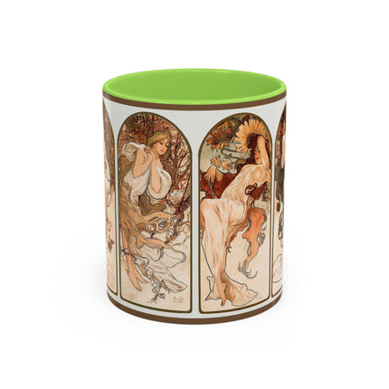The Seasons by Alphonse Maria Mucha Colorful Mugs (11oz, 15oz)