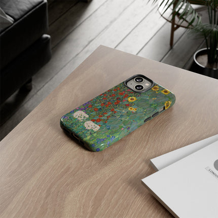 Farm Garden with Sunflowers by Gustav Klimt Phone Cases