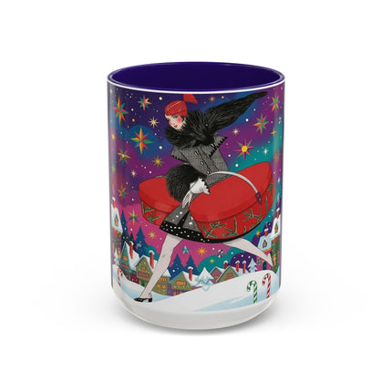 🎁✨ The Lady Of The Christmas Hatbox Colorful Mug – Art Deco Holiday Fantasy