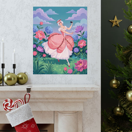 🎭🌸 The Lady Of The Garden Masquerade Matte Vertical Poster – Art Deco Fashion Illustration