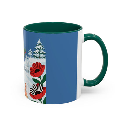 🎿🎄 The Christmas Holly Skier Colorful Mug – Whimsical Holiday Fantasy