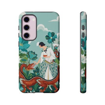 🐉🌿 The Dragon Keeper Phone Case – Art Deco Floral Fantasy