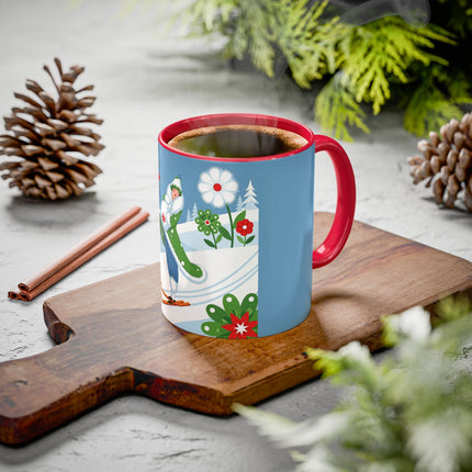 🎿❄️ The Winter Garden Skier Colorful Mug – Whimsical Holiday Fantasy