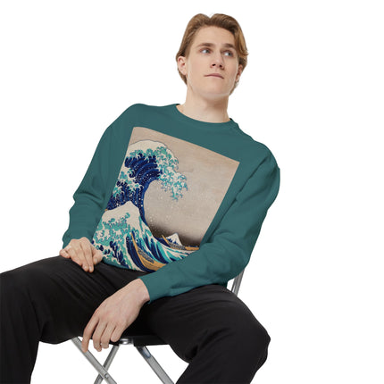 The Great Wave off Kanagawa by Katsushika Hokusai Garment-Dyed Sweatshirt