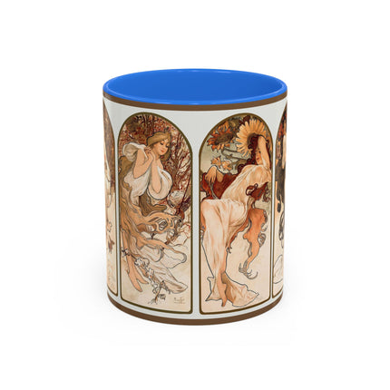 The Seasons by Alphonse Maria Mucha Colorful Mugs (11oz, 15oz)