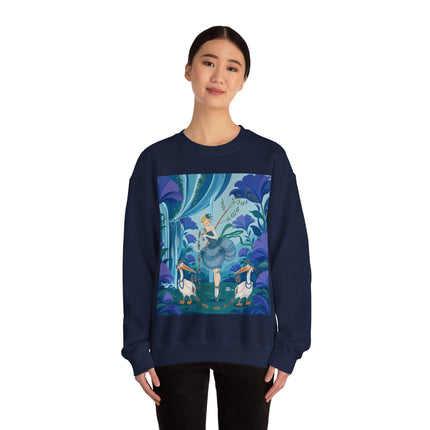 🪶🌺 The Pelican Garden Dance Crewneck Sweatshirt – Art Deco Botanical Whimsy