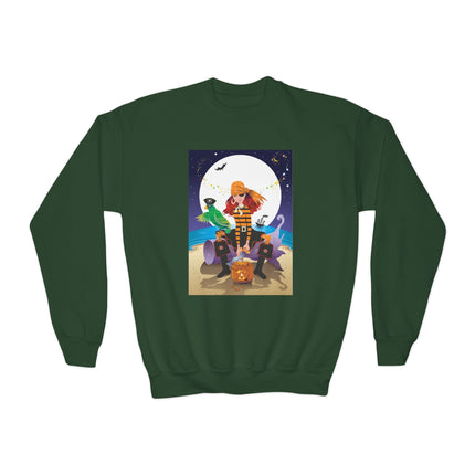 Moonlit Pirate Halloween Youth Crewneck Sweatshirt