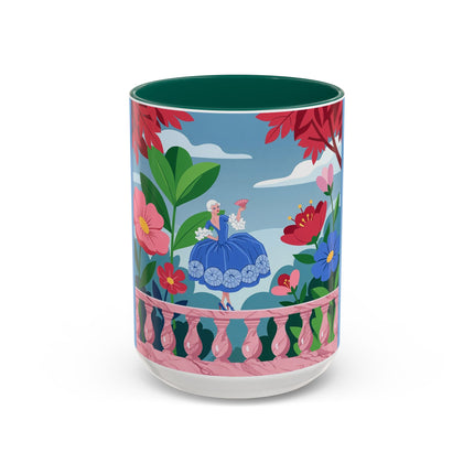 The Lady Of The Blossoming Terrace Colorful Mugs – Art Deco Floral Garden Elegance