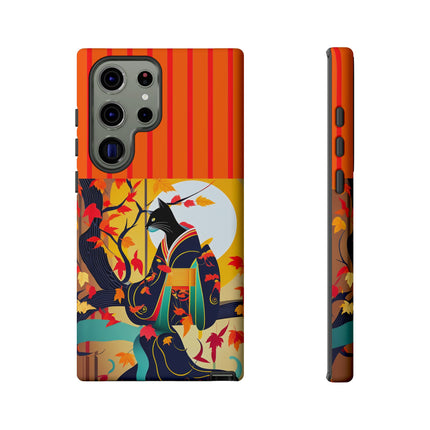 Black Cat in Kimono Phone Cases
