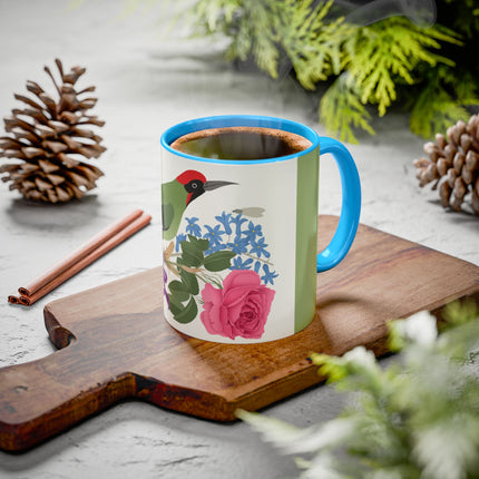 Woodpecker & Rose Colorful Mugs – Vibrant Spring & Bold Beauty