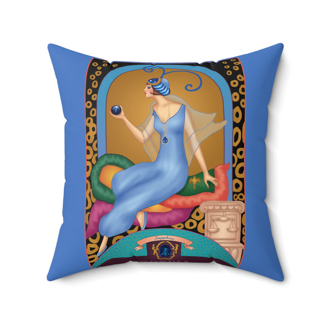 September & Sapphire (from the Gem Series) by Sofia Chiostri Spun Polyester Square Pillow