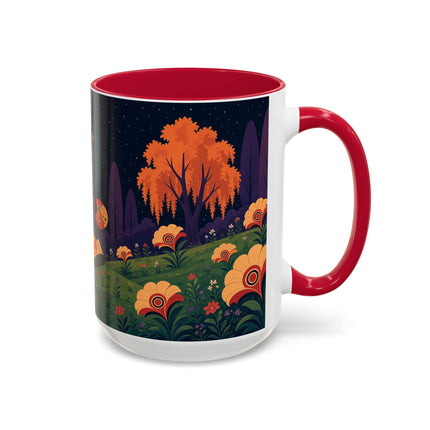 🌙🌼 The Moonlit Floral Dancer Colorful Mug – Art Deco Garden Fantasy