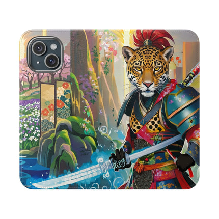 🐆⚔️ Circuit Samurai Jaguar Flip Case – Neon Power & Electric Honor