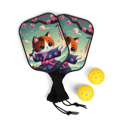 Samurai Kitten Pickleball Kit – Graceful Strikes & Cherry Blossom Spirit
