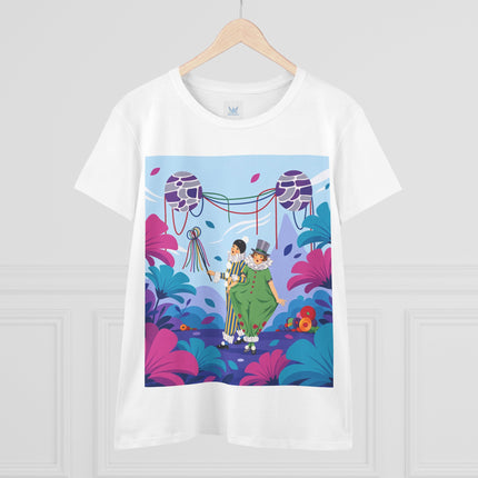 🎭🌸 The Garden Masquerade Cotton Tee – Art Deco Floral Whimsy