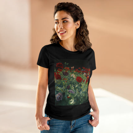 Poppies (A Study of Poppies for Carnation, Lily, Lily, Rose) by John Singer Sargent Women's Midweight Cotton Tee