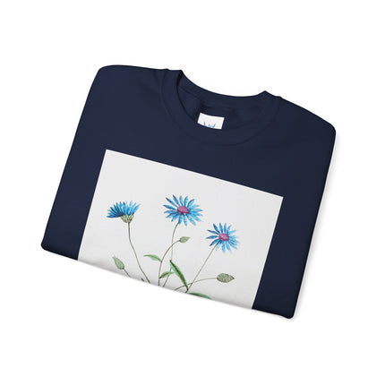 Blue Strawflower by Anselmus Boëtius de Boodt Heavy Blend™ Crewneck Sweatshirt