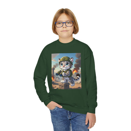 Snow Leopard Lookout Youth Crewneck Sweatshirt – Courage, Curiosity & High-Altitude Adventure